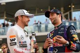 (L to R): Jenson Button (GBR) McLaren and Daniel Ricciardo (AUS) Red Bull Racing on the drivers parade.