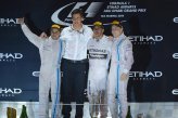 (L to R): Felipe Massa (BRA) Williams, Toto Wolff (AUT) Mercedes AMG F1 Director of Motorsport, race winner Lewis Hamilton (GBR) Mercedes AMG F1 and Valtteri Bottas (FIN) Williams celebrates on the podium.