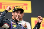 Race winner Daniel Ricciardo (AUS) Red Bull Racing celebrates on the podium.
