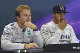 Nico Rosberg (GER) Mercedes AMG F1 and Lewis Hamilton (GBR) Mercedes AMG F1 in the Press Conference.