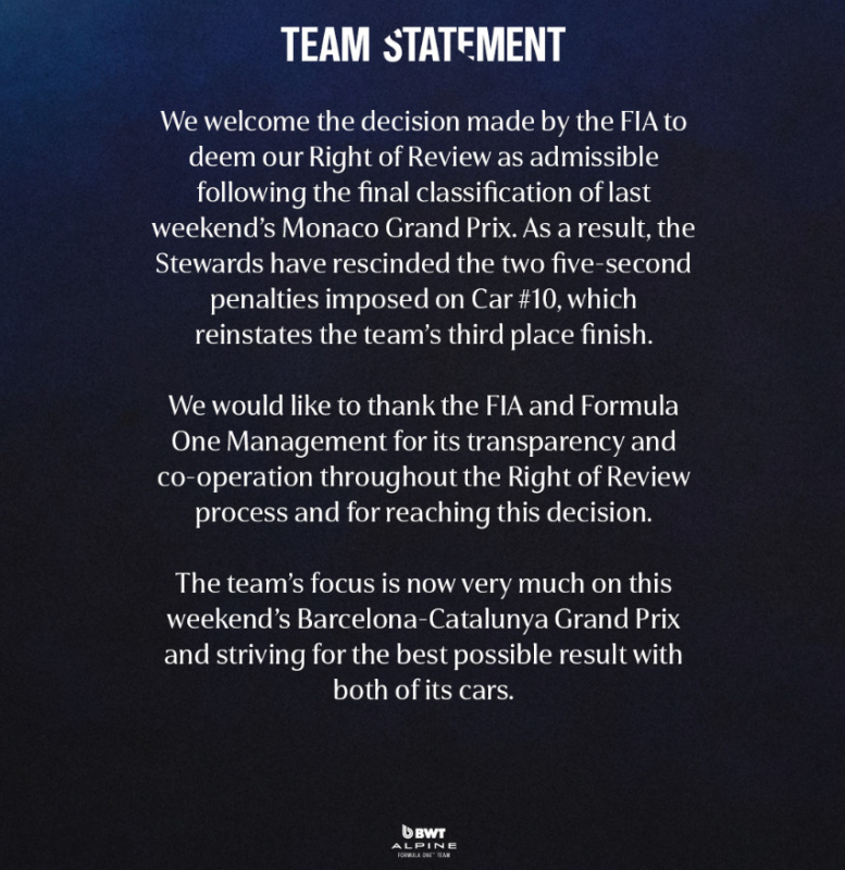 Фото: Команда Alpine поблагодарила FIA за принятое решение komanda-alpine-poblagodarila-fia-za-prinyatoe-reshenie